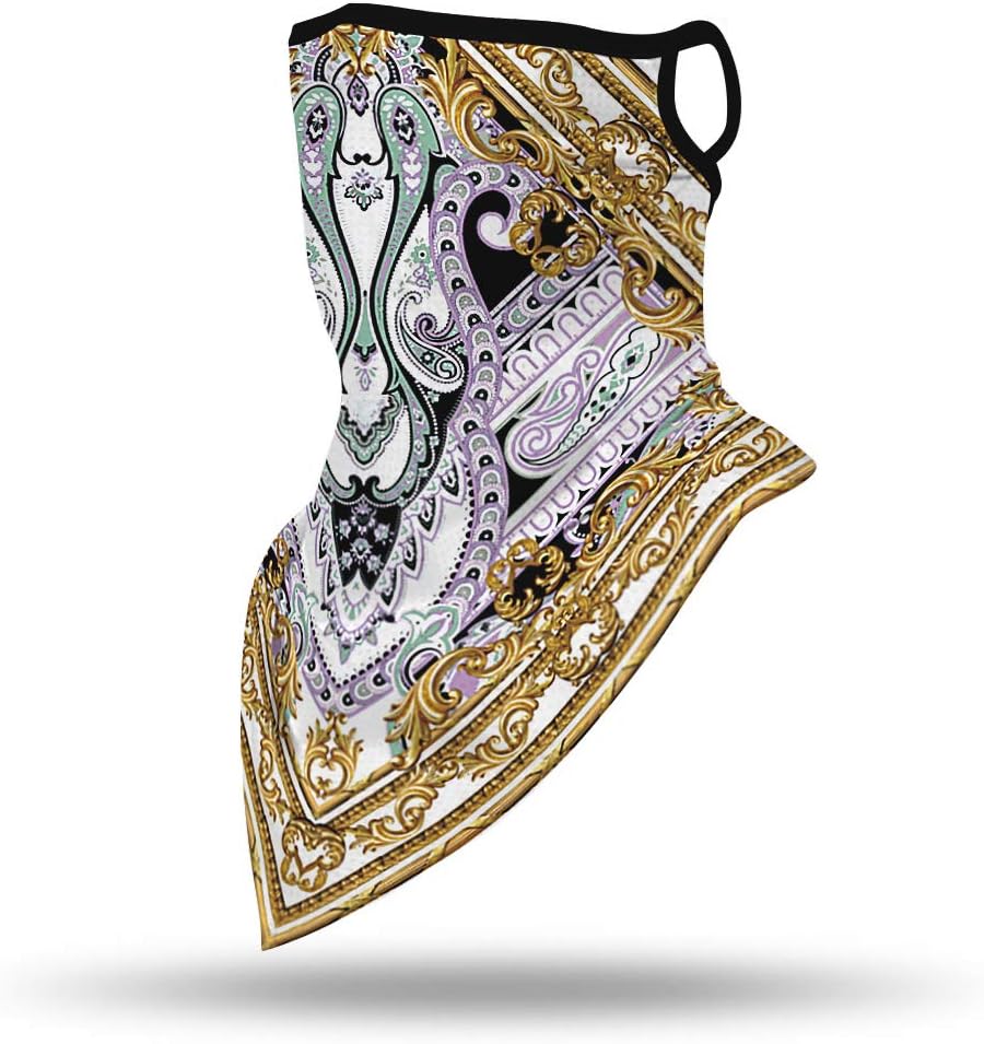 YAYOUREL Neck Gaiter Face Mask Bandanas for Men Women UV Face Scarf Cover Ear Loop Hole Facemask for Fishing Running Cycling