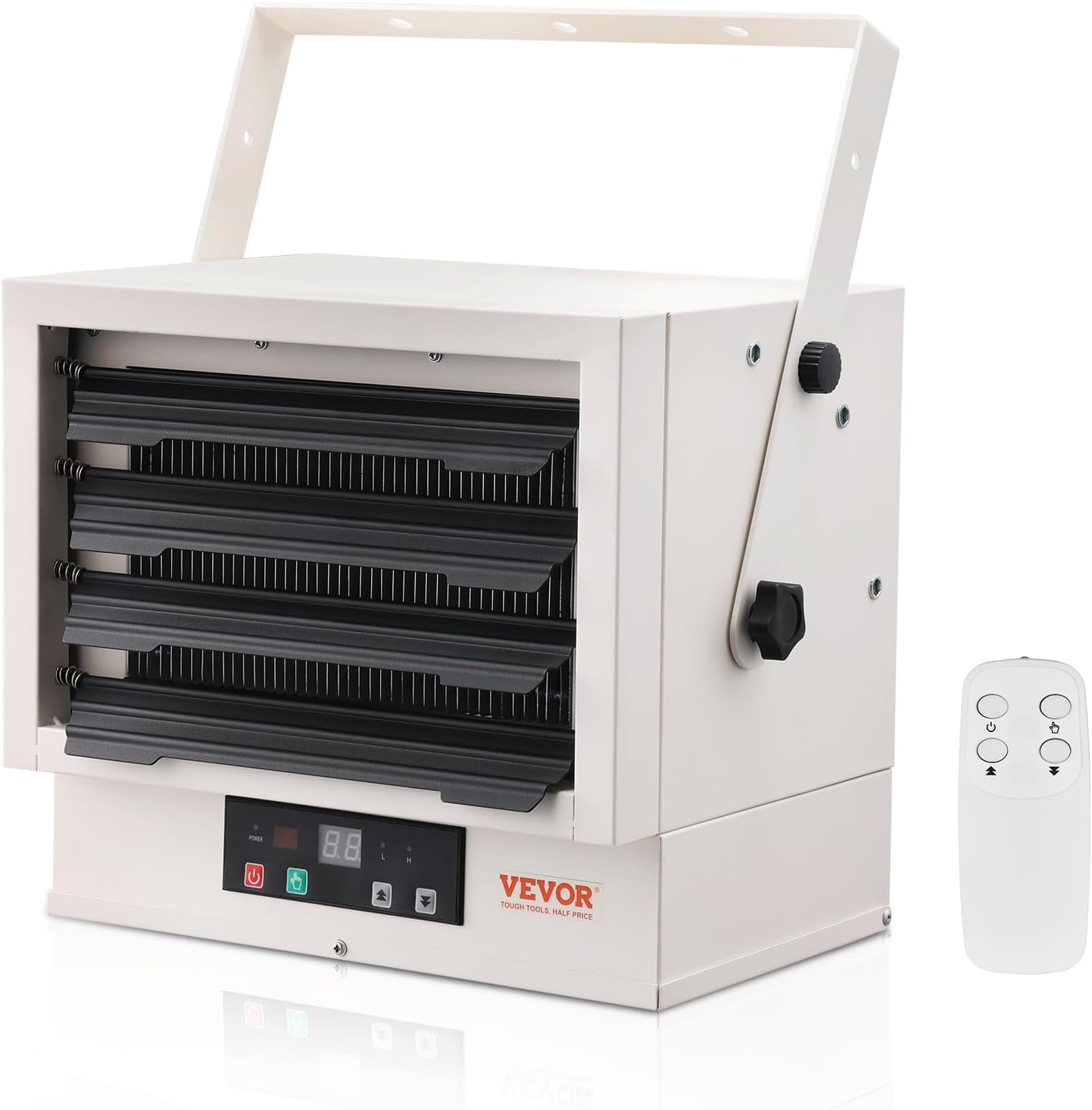 VEVOR Electric Garage Heater, 5000 Watt Digital Fan Forced Wall Ceiling Mount Shop Heater, Remote Control, Overheat Protection