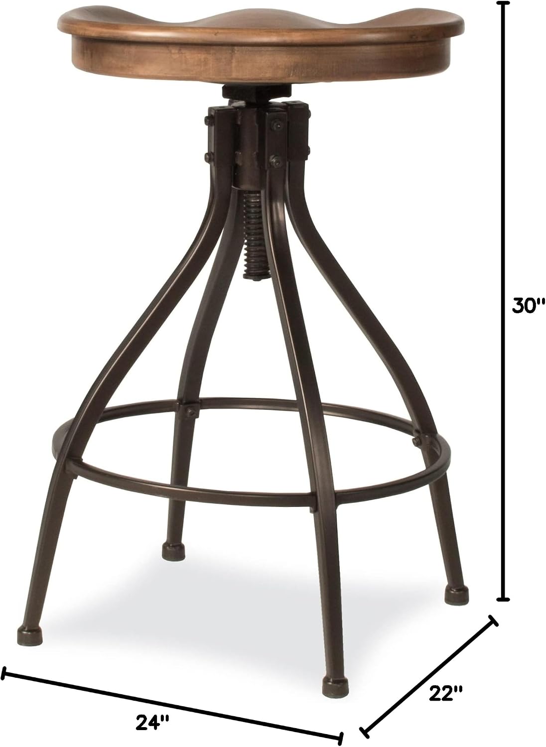 Hillsdale Worland Metal Backless Adjustable Height Stool