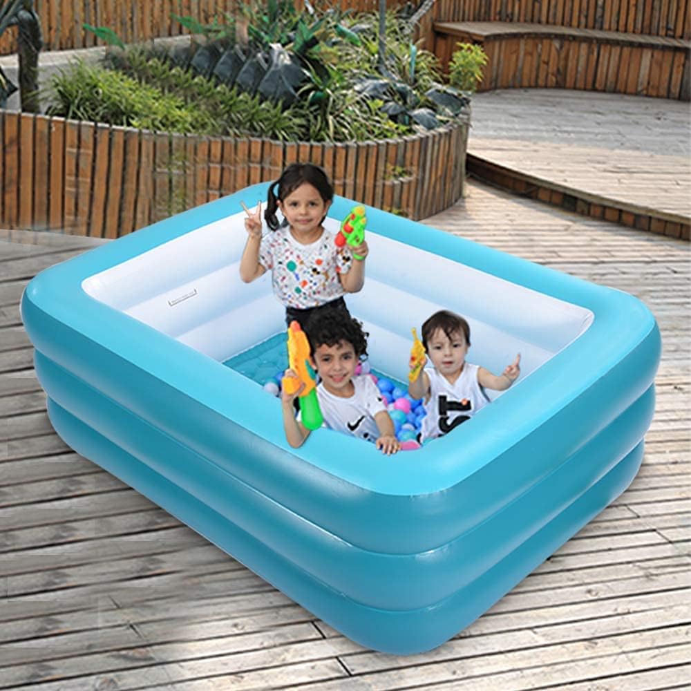 Inflatable Swimming Pool for Kids, 59" X 45" X 20" Kiddie Pools with Inflatable Soft Floor, Durable Blow Up Pools for Backyard