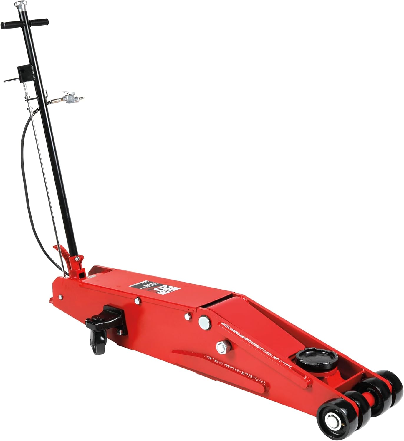 AFF 10 Ton Air Hydraulic Long Chassis Jack - for Long Overhang Vehicles | 10 T Floor Jack with Foot Pump & 3-Position Lock Handle - Ideal for Repair Shops, Bus & Truck Fleets, Heavy Duty Equipment