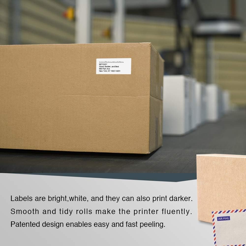 BETCKEY - Compatible DYMO 30252 (1-1/8" x 3-1/2") Address & Barcode Labels - Compatible with DYMO Labelwriter 450, 4XL, NOT Fit 550 & 5XL [10 Rolls/3500 Labels]