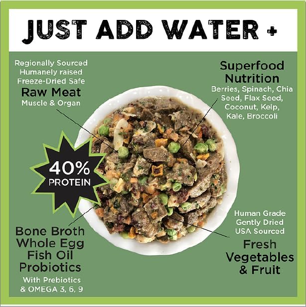 Nature's Diet Simply Raw Freeze-Dried Whole Food Meal - Makes 18 Lbs Fresh Food with Muscle, Organ, Bone Broth, Whole Egg, Superfoods