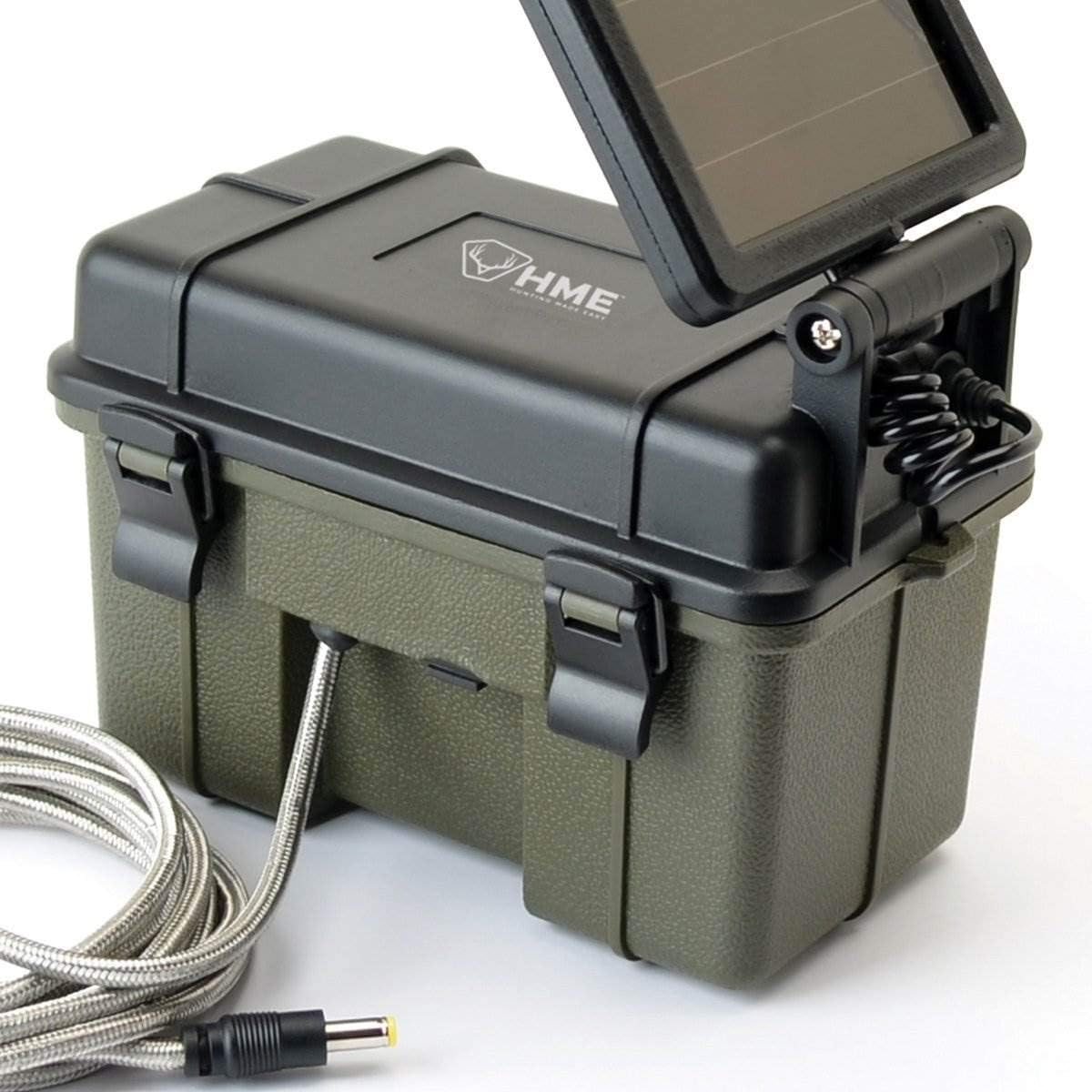 HME Trail Camera 12V/Solar Auxiliary Power Pack Durable Weather-Resistant Housing Easy Installation & Versatile Compatibility, Black | Weather-resistant housing, Easy installation