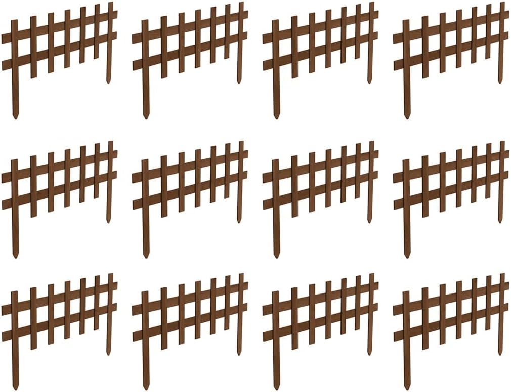 Deluxe Picket Wooden Fence - 18" L x 36" W (Pack of 12)