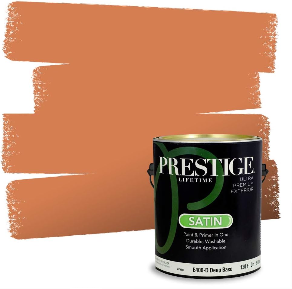 PRESTIGE Paints Exterior Paint and Primer In One, 1-Gallon, Semi-Gloss, Comparable Match of Sherwin Williams* Captivating Cream*