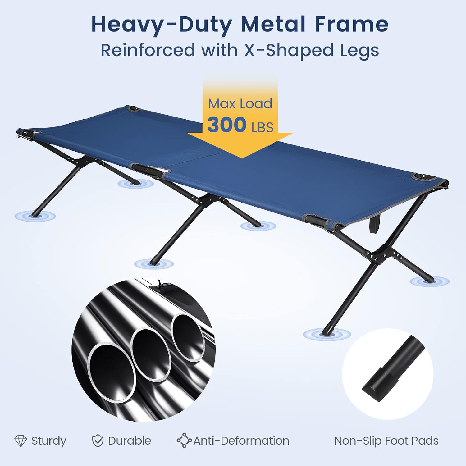 Goplus Folding Camping Cot with Carrying Bag, Portable Lightweight Outdoor Sleeping Bed for Adults Kids, 300LBS Weight Capacity