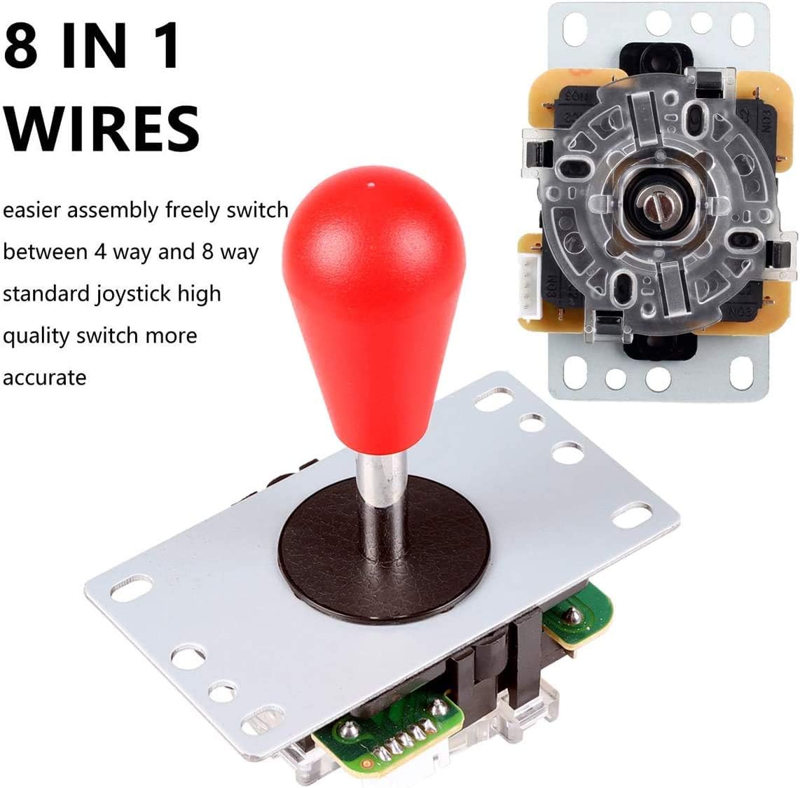 EG STARTS 2 Player Arcade Games DIY Kit Parts 2 Ellipse Oval Joystick Handles + 20 LED lit Arcade Buttons (Red & Blue Kit)