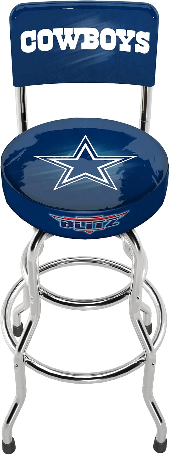 ARCADE1UP NFL Blitz High Back Stool with Adjustable Height and Swiveling Padded Seat (Dallas Cowboys)