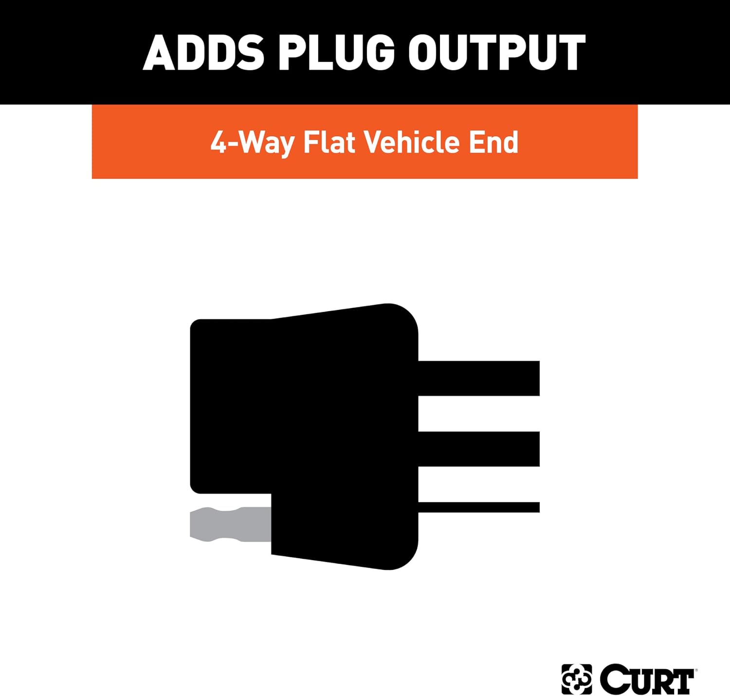 CURT 55384 Replacement Vehicle-Side USCAR 4-Way Flat Trailer Wiring Harness, T-Connector for Vehicles with OEM USCAR Plug, No Splice, Dust Cover