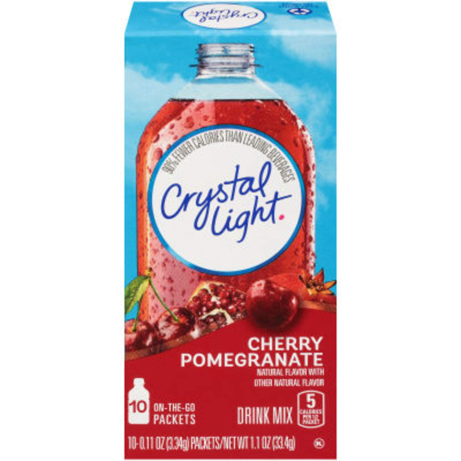 Crystal Light On-The-Go Drink Mix Packets, Sugar Free Powdered Water Enhancer, Naturally Flavored Low Calorie Beverage Mix, Cherry Pomegranate, 0.11 Ounce Packets, 10 Count (Pack of 4)