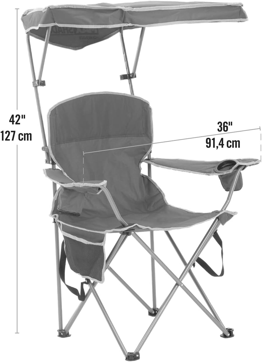 Quik Shade Max Shade High and Wide Folding Camp Tilt UV Sun Protection Canopy Chair