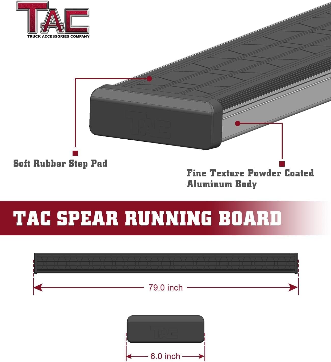TAC Side Steps Fit Chevy Silverado/GMC Sierra 1999-2018 1500 & 1999-2019 2500/3500 Extended/Double Cab (Excluding C/K Classic) (Body Mount) Truck Pickup 3" Black Side Bars Nerf Bars 2 Pieces