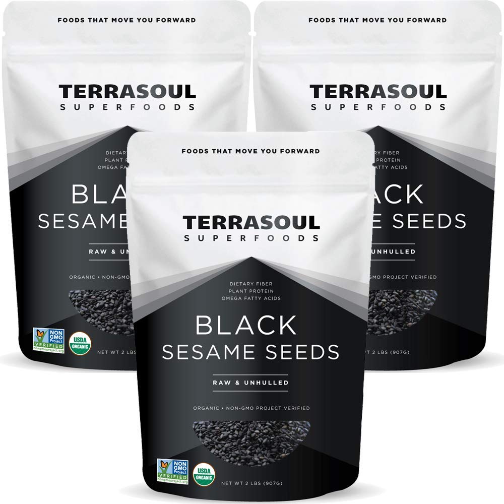 Terrasoul Superfoods Organic Black Sesame Seeds, 2 Lbs - Raw | Unhulled | Lab-Tested