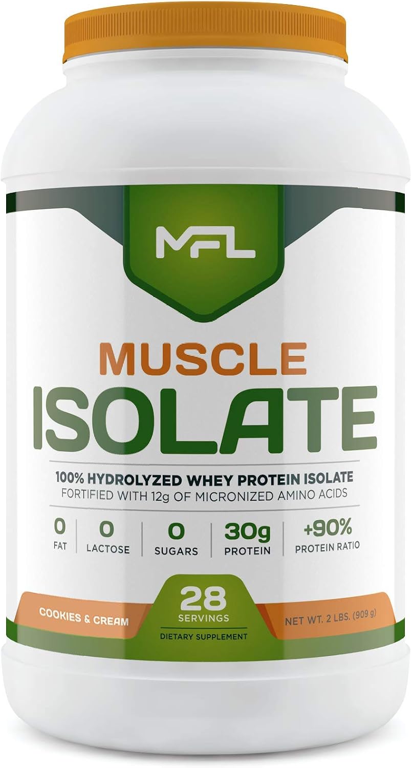 MFL 100% Isolate Protein l 30g of Protein l 12g Amino Acids l Keto Friendly l Low Carbs l 2 lbs. (Vanilla Bean)