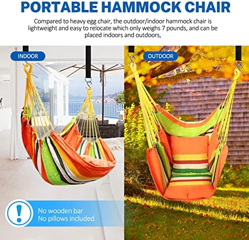 KPX Ourdoor Hanging Hammock Chair – Comfortable Tree Swing Chair Large Size 110X130cm（Without Pillows） - 330 Lbs Weight Capacity (Dark Gray)