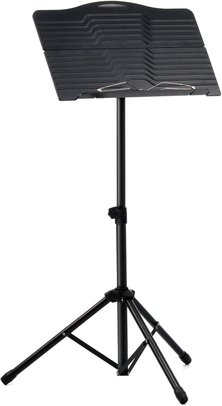 Donner DMS-1 Sheet Music Stand with Light & Carrying Bag | Portable Metal Music Stand, Tabletop Music Book Stand for Guitar, Ukulele, Violin Players