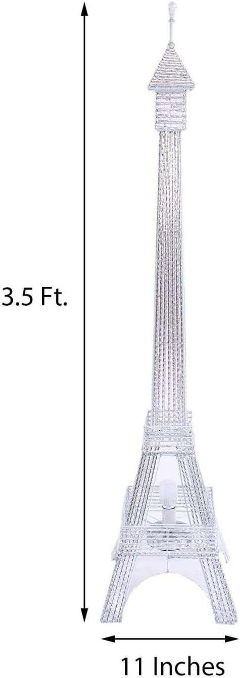 39-Inch Silver Metal Color Changing Eiffel Tower with 80 LED Lights - Wedding Party Home Decorations Supplies