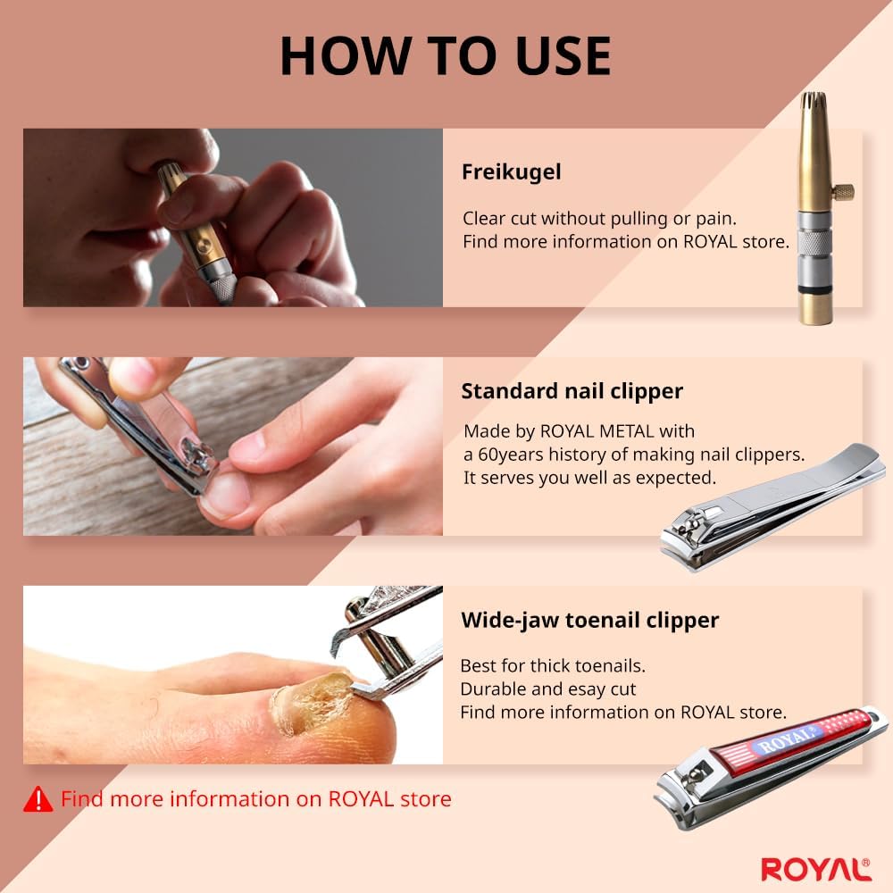 ROYAL [Made in Korea] Premium Manual Nose Hair Trimmer for Men Silver Bullet, Battery-Free, Stainless Steel Rotary Blade Grooming Tool, Waterproof
