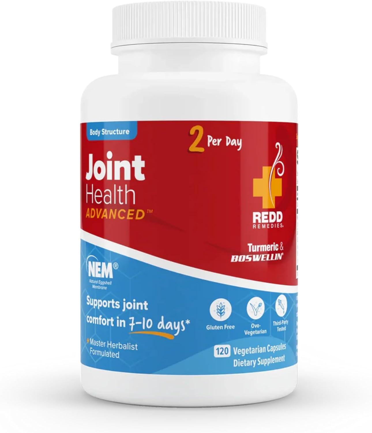 Redd Remedies, Joint Health Advanced, Helps Strengthen Connective Tissue and Cartilage, Fast-Acting Comfort with Boswellia Serrata and Turmeric, 60 Vegetarian Capsules