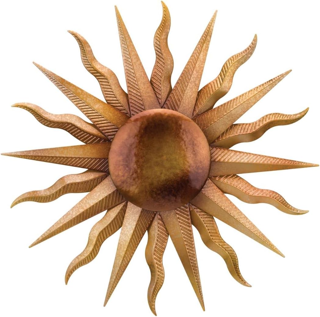 Regal Art & Gift Handcrafted Metal Sun Wall Decor, Rustic Sunburst Wall Art | Copper Patina, 40 in, Metal, Rust-Resistant Sunburst Sculpture, Eye-Catching Accent for Patio, Garden & Home