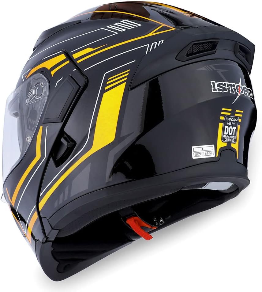 1Storm Motorcycle Modular Full Face Helmet Bike Flip up Dual Visor Sun Shield: HB89 Matt Black