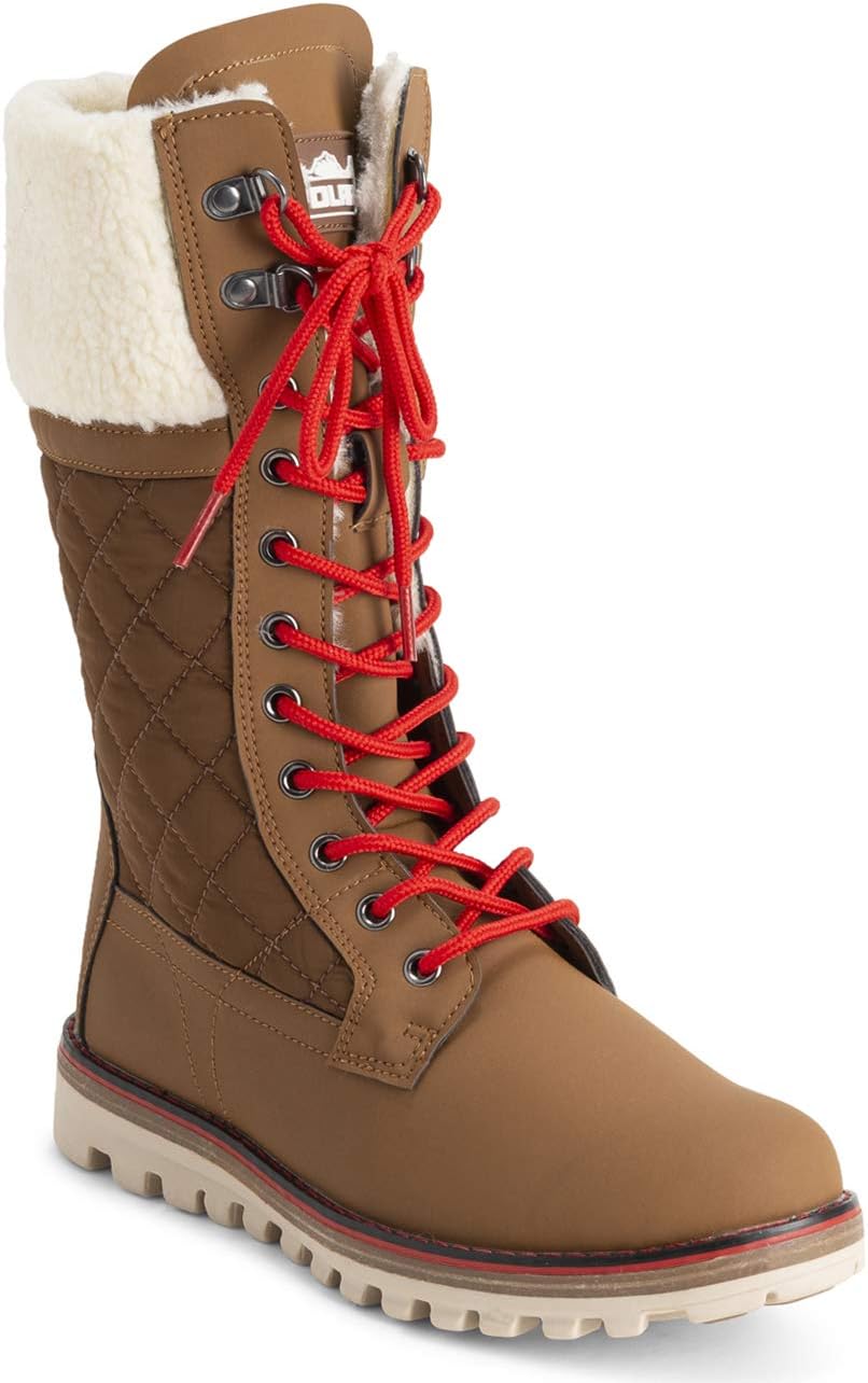 POLAR Womens Faux Fur Warm Thermal Waterproof Outdoor Walking Snow Winter Rubber Sole Calf Boots