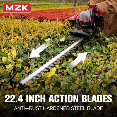 MZK 20V 22-Inch Cordless Hedge Trimmer with 2 x 4Ah Batteries