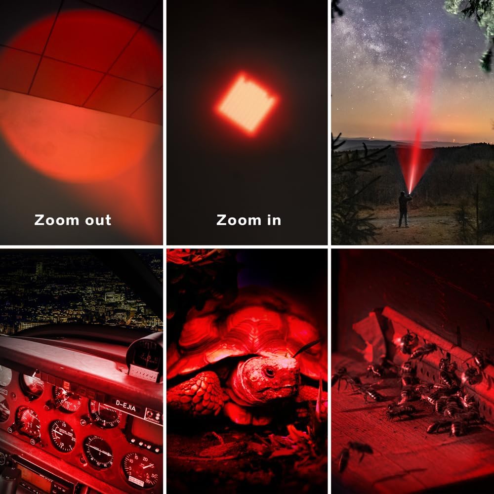 4 Pack Red Light Flashlight, 3 Modes Red LDE Red Flashlight for Astronomy, Night Observation and Outdoor Activities