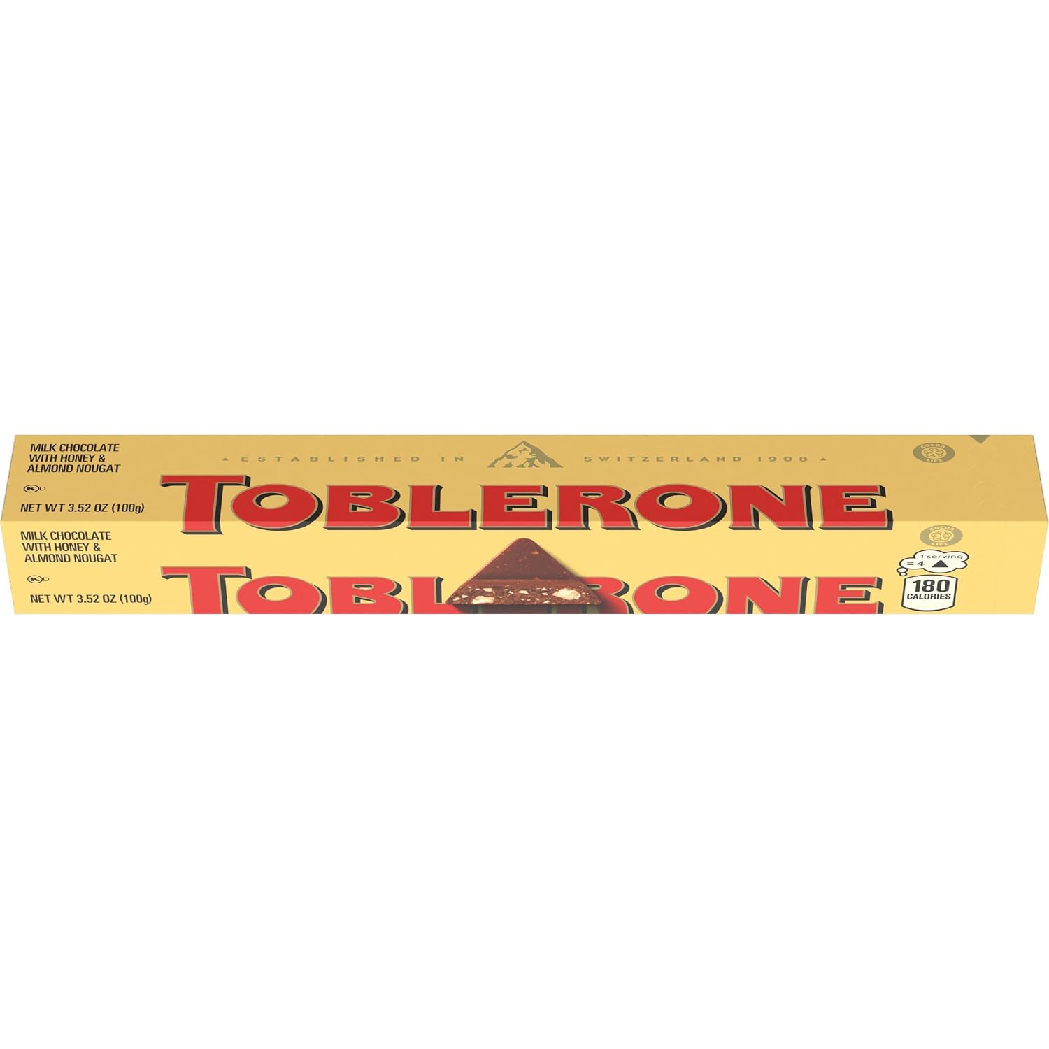 Toblerone Milk Chocolate Bar with Honey and Almond Nougat, 3.52 oz