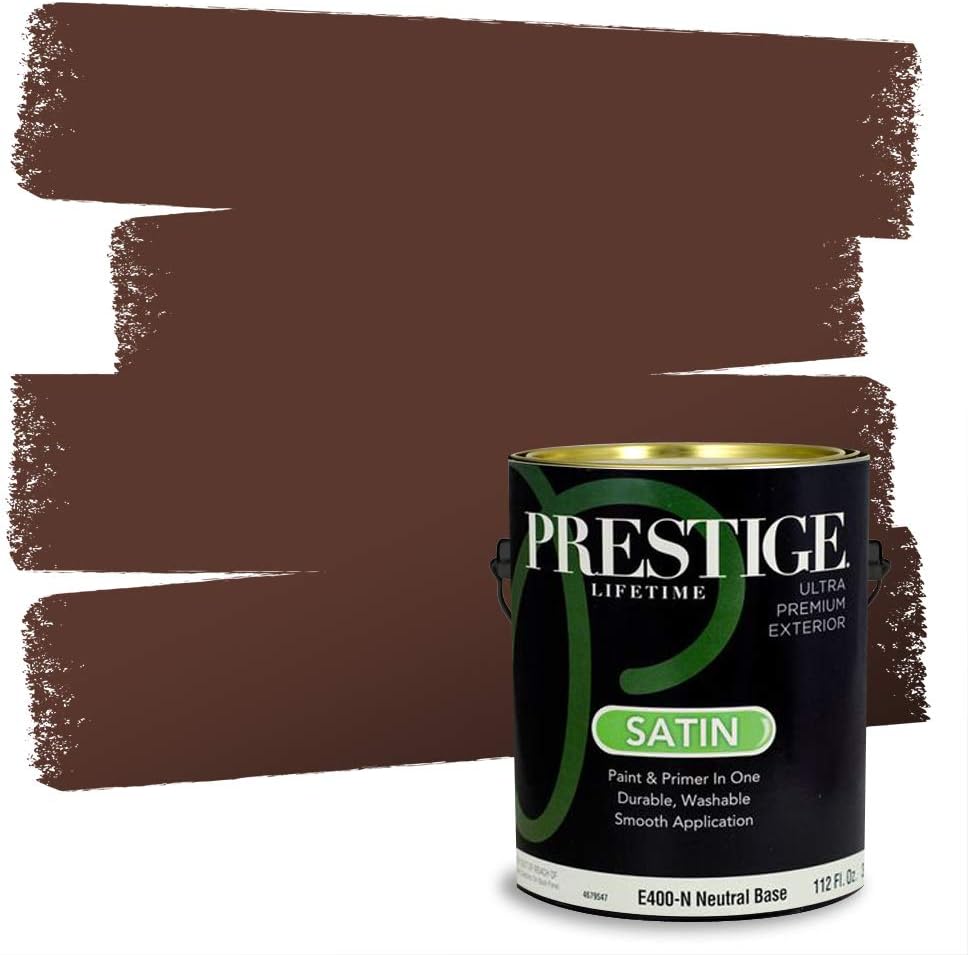 PRESTIGE Paints Exterior Paint and Primer In One, 1-Gallon, Semi-Gloss, Comparable Match of Sherwin Williams* French Roast*