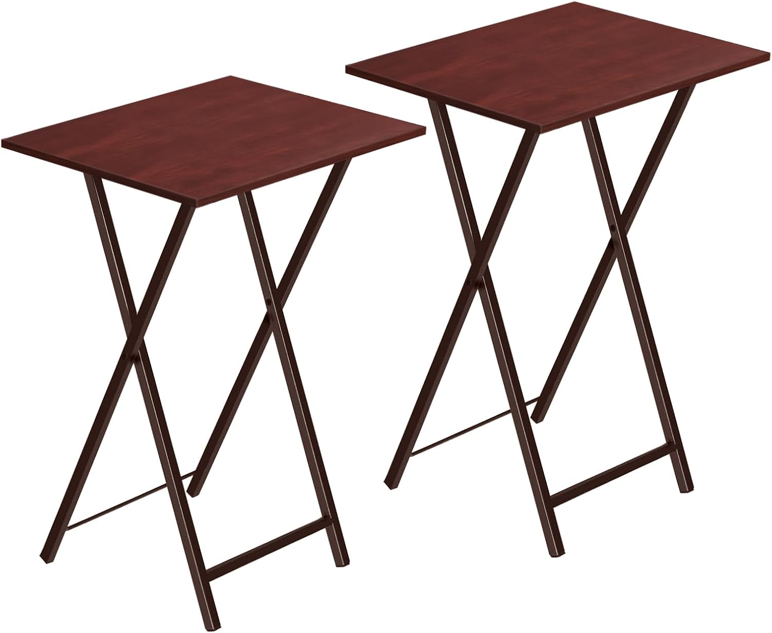 HOOBRO Folding TV Tray Tables, Set of 2 Side Table for Small Space, Industrial Snack Tables for Eating at Couch, Stable Metal Frame, Easy Assembly