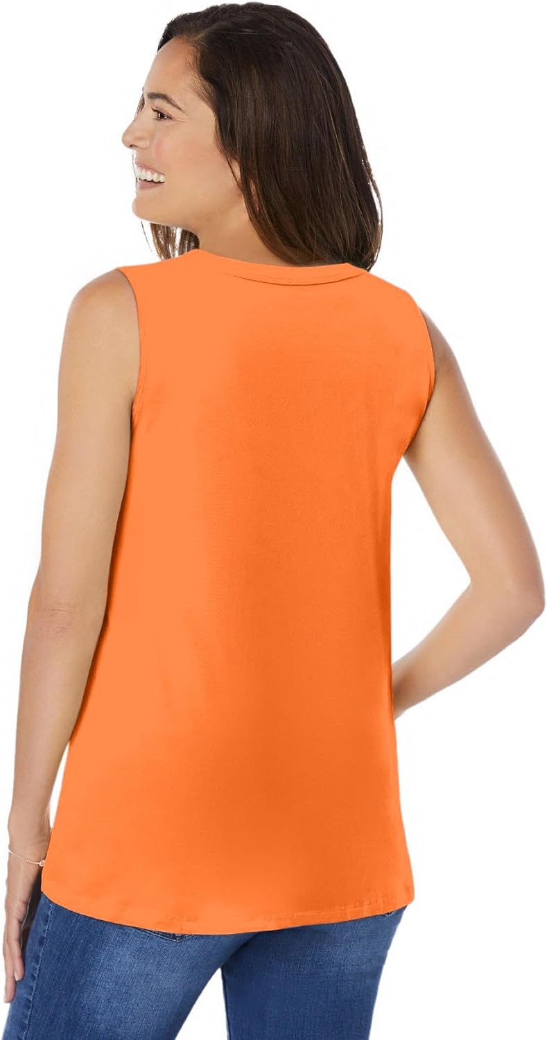 Woman Within Perfect Sleeveless Shirred V-Neck Tunic