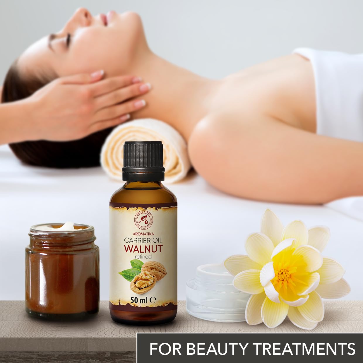 AROMATIKA Walnut Oil 1.7 Fl Oz (50ml) - Juglans Regia Seed Oil - USA - 100% Pure & Natural - Intensive for Face Care - Body - Hair - Skin - Nails - Hands - Good w/Essential Oil