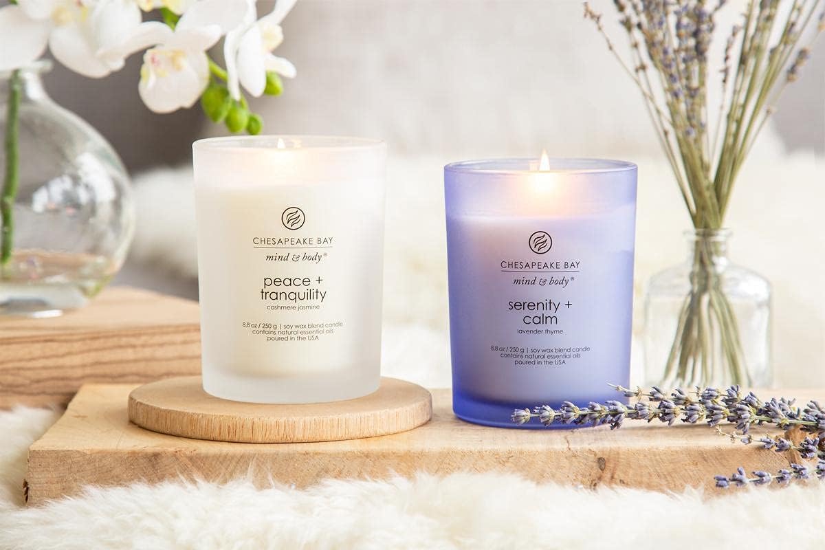 Chesapeake Bay Balance + Harmony Scented Candle Water Lily Pear Fragrance 50 Hours Burn Time Warm & Decorative Soy Wax Blend
