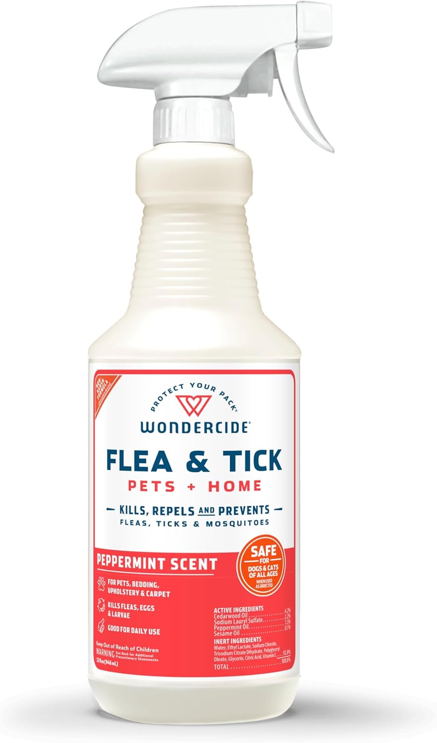 Wondercide Flea Tick & Mosquito Spray for Pets & Home - Cedarwood 16 fl oz | With Natural Essential Oils - Killer, Control, Prevention, Treatment of Fleas & Ticks for Dogs and Cats - Pet & Family Safe