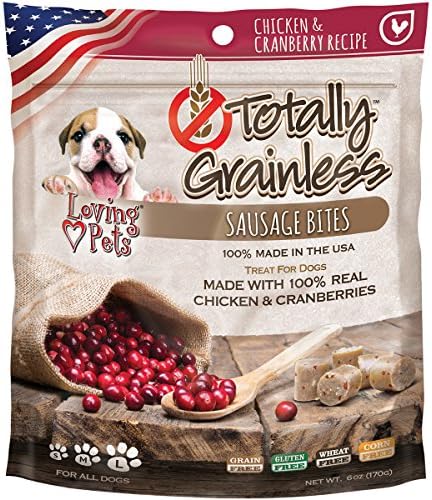 Loving Pets Totally Grainless - Chicken & Cranberry Recipe Sausage Bites for Dogs, 6oz