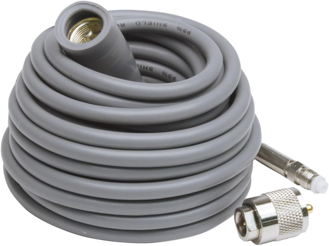 K40 K4018FME 18ft Super Mini-8 CB Antenna Cable with Removable FME Connector, Black