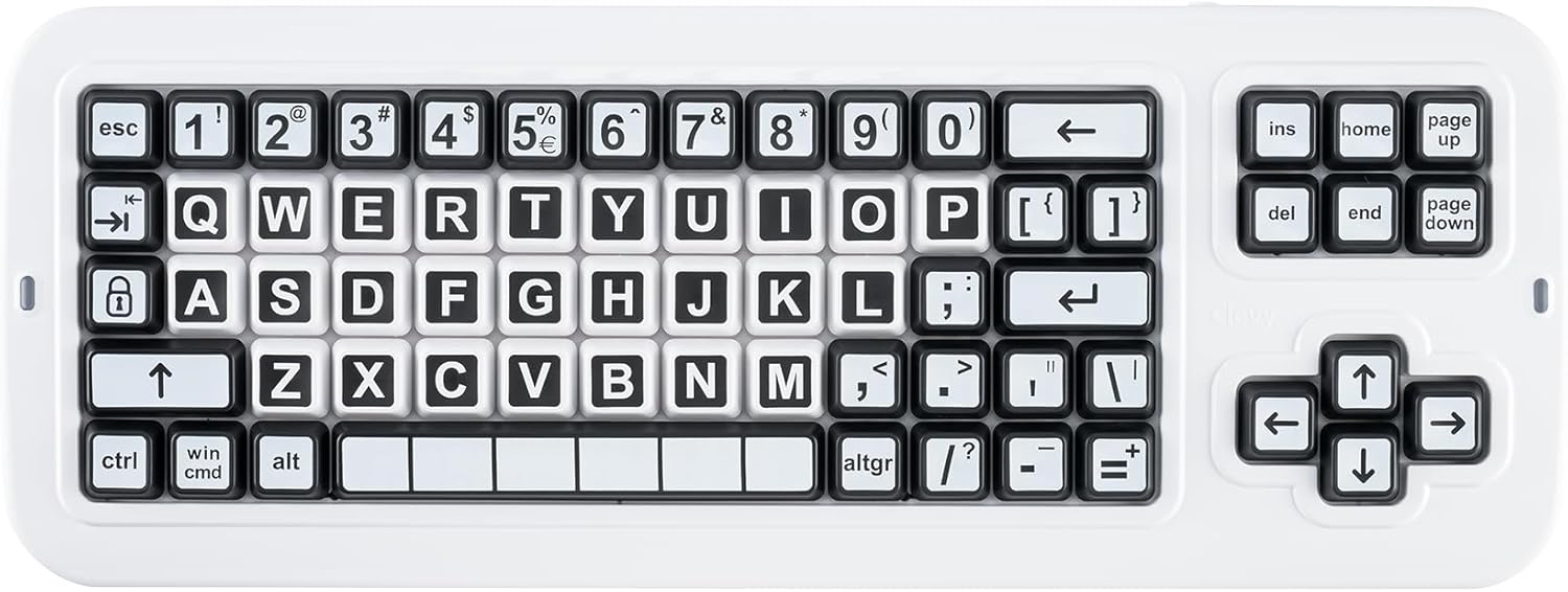 Clevy Contrast Keyboard 3 Tri-Mode - Large Print Keyboard Designed to Help Visually Impaired Low Vision Individuals - High Contrast Big Keys with