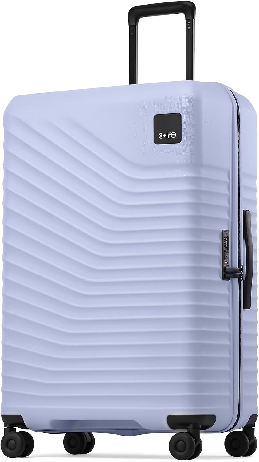 Coolife Luggage Carry-On, Lightweight PC Hardside Suitcase, 20-Inch, Black | Expandable Carry-On, Dual Spinner Wheels, TSA-Approved Lock, Upgraded PC Hardshell, Durable Travel Suitcase