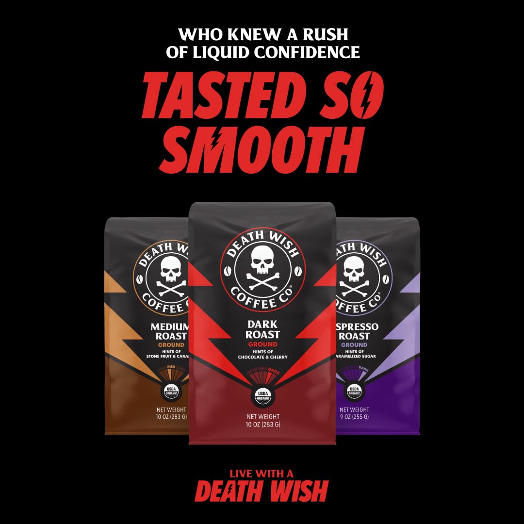 Death Wish Coffee Dark Roast Single Serve Coffee Pods, Organic, 50 Count | Fair Trade Arabica & Robusta, Baker's Chocolate & Cherry Notes, Low Acidity, Heavy Smooth Body, Bold & Intense