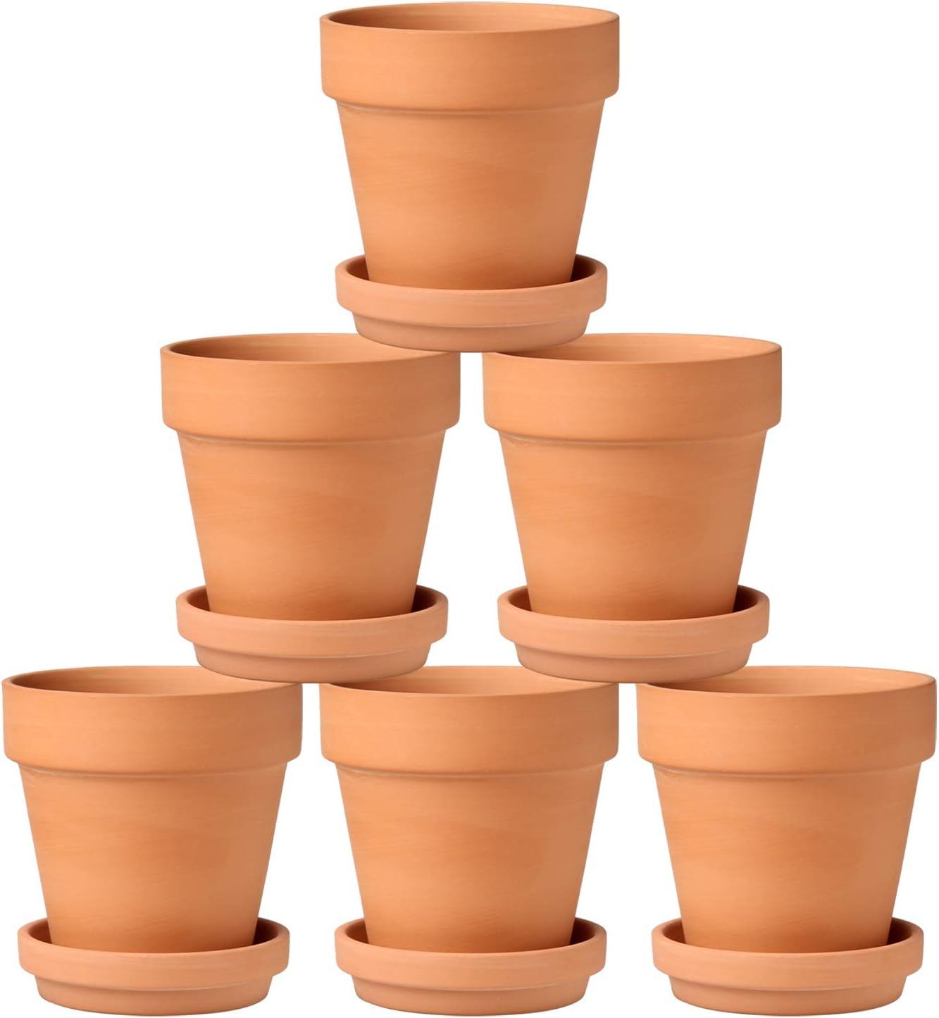 Briful 4 Shallow Terracotta Pots 5.5"x2.8" Flower Pots Clay Pottery Planter with Drainage Hole - Great for Cactus, Succulent Plants and Crafts