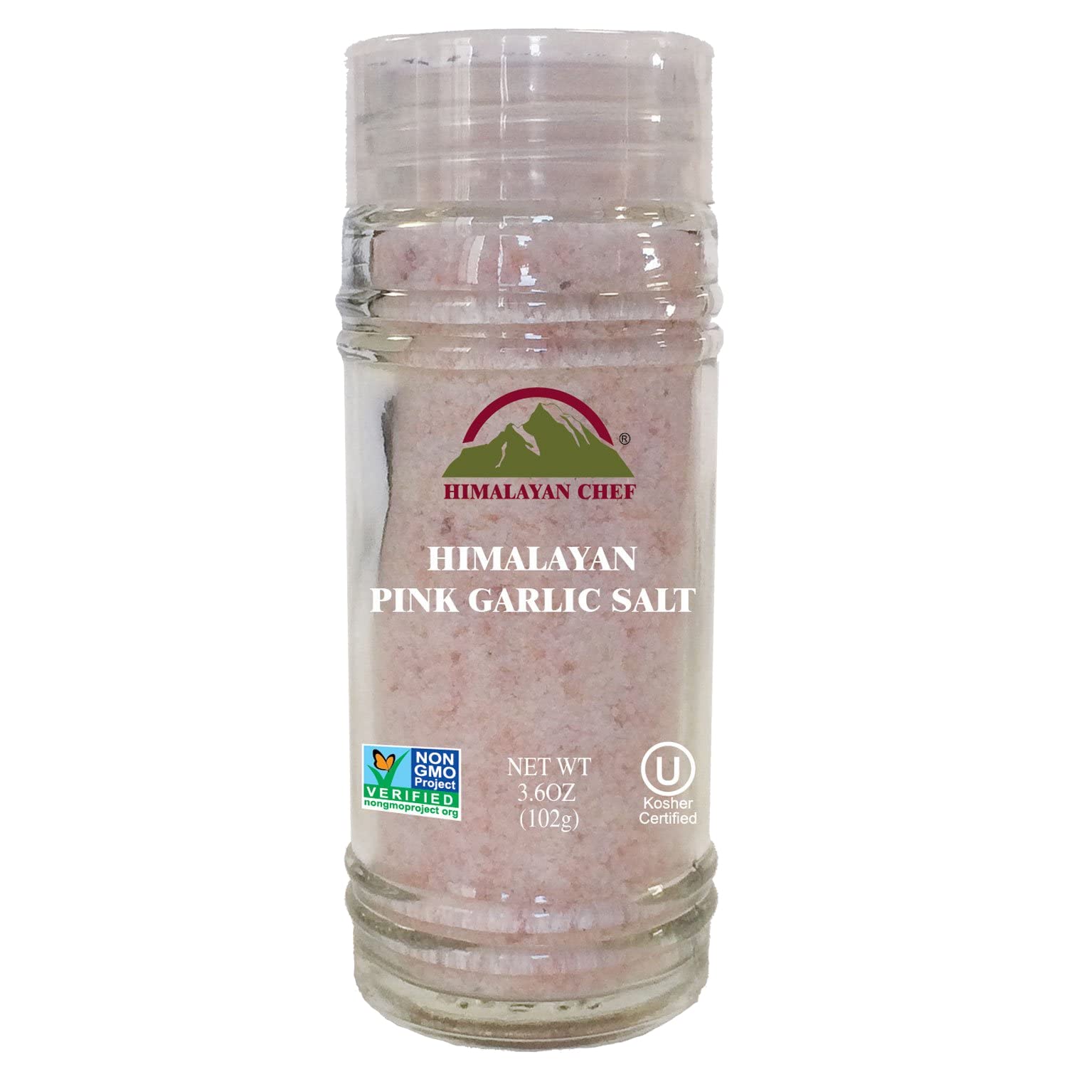 Himalayan Chef Himalayan Pink Garlic Salt -3.6 Oz (Pack of 1), Small Grinder of Garlic Salt Seasoning, Natural & Certified