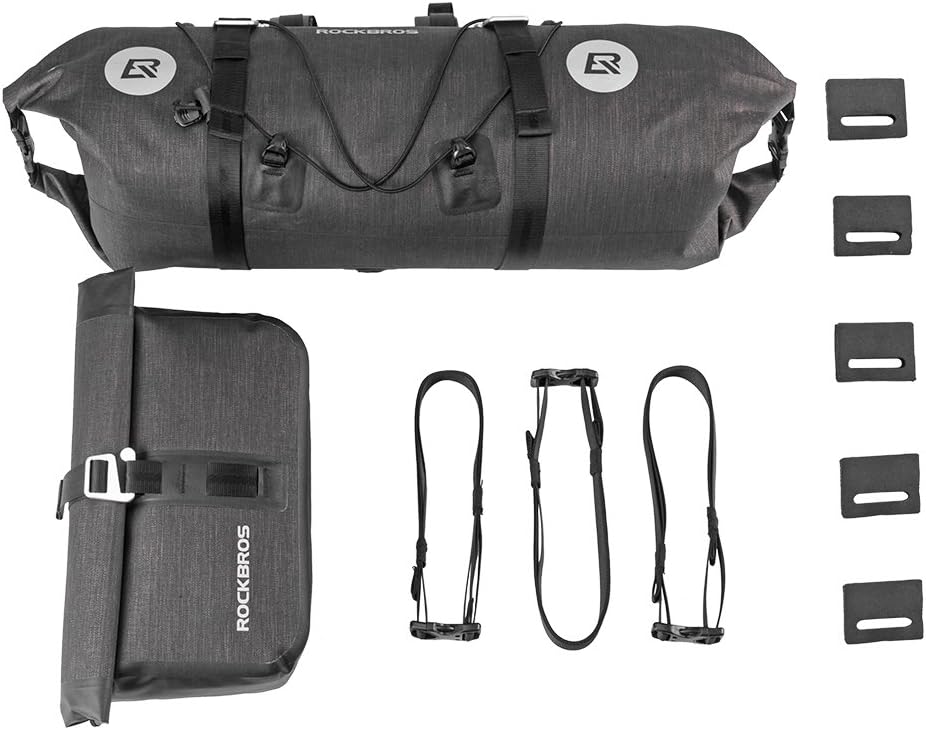 ROCKBROS Waterproof Handlebar Bags 12L-20L Front 2 Dry Packs for MTB Road | 600D TPU Material,Reflective Logo,Suitable for Cycling Traveling Camping