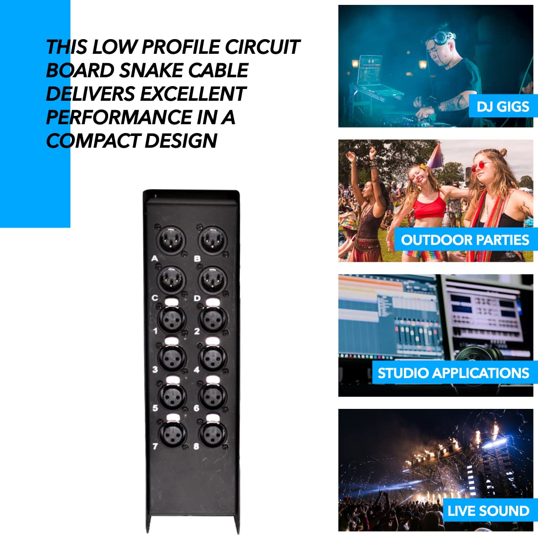 Seismic Audio Speakers 12 Channel Low Profile XLR Send Circuit Board Snake Cable, XLR Splitter Cable, 100 Feet