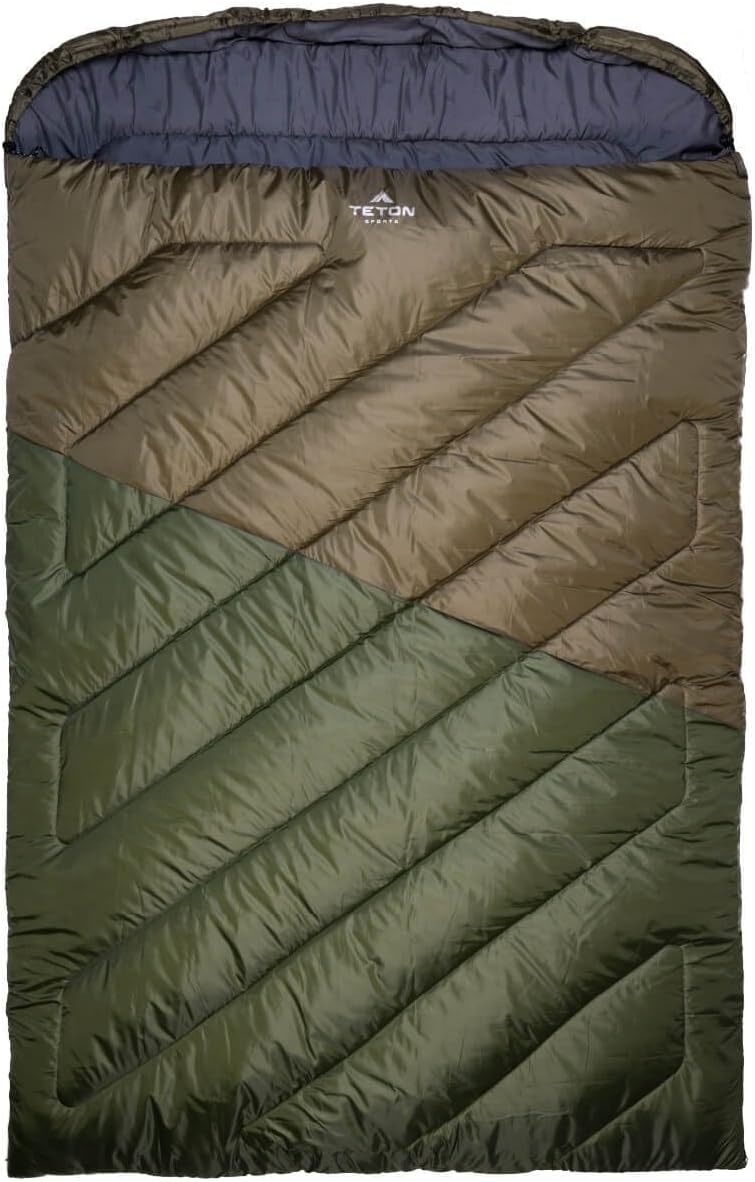 Teton Mammoth Queen Size Double Sleeping Bag- A Warm Bag the Whole Family can Enjoy – Great for Camping, Hunting and Base Camp. Compression Sack Included