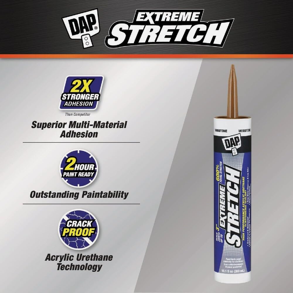 DAP Extreme Stretch Acrylic Urethane Premium Elastomeric Sealant, White, 10.1 Oz (7079818715)