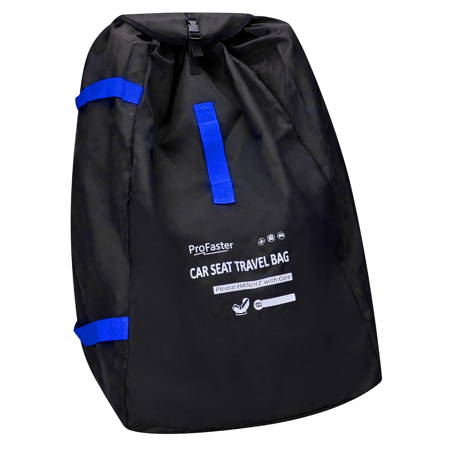 Car Seat Travel Bag Backpack for Air Travel - Karfast Universal Infant Carseat Gate Check Bag Cover for Airplane, Foldable with Pouch, Black