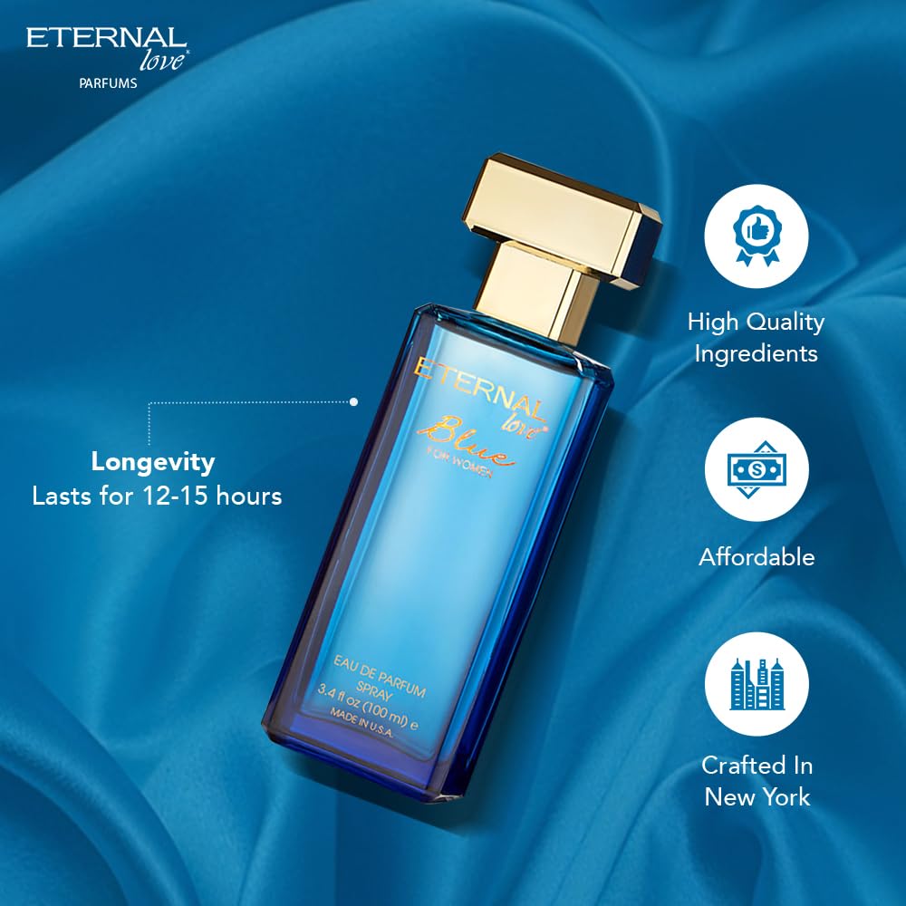 Eternal Love for Women - Long Lasting Eau de Parfum Spray - Premium Floral Fragrance with Peach & Sandalwood - Soft Feminine Scent - 3.4oz