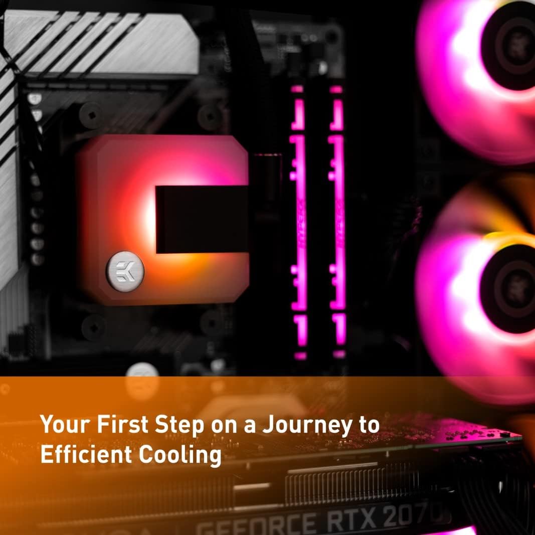 EK AIO 120mm, D-RGB All-in-One CPU Cooler with EK-Vardar High-Performance PMW Fans, Water Cooling Computer Parts, 120mm Fan, Intel 115X/1200/2066